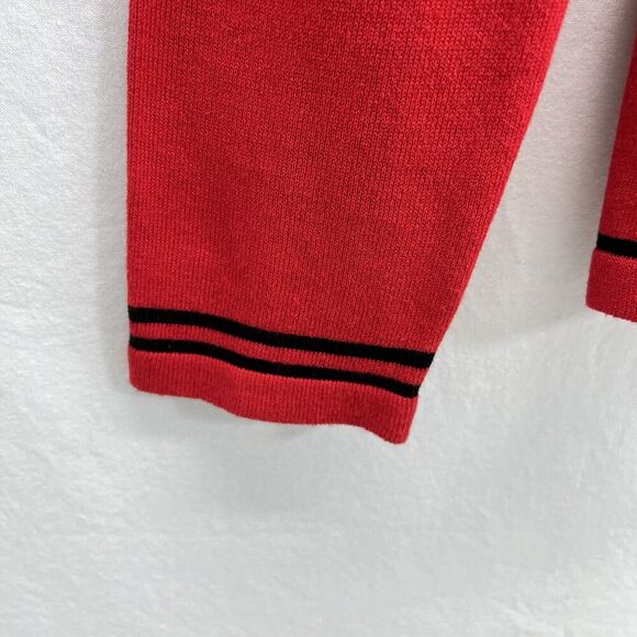 By Design Women Button Front Cardigan LARGE Red Black Trim Gold Buttons Career - Picture 3 of 12